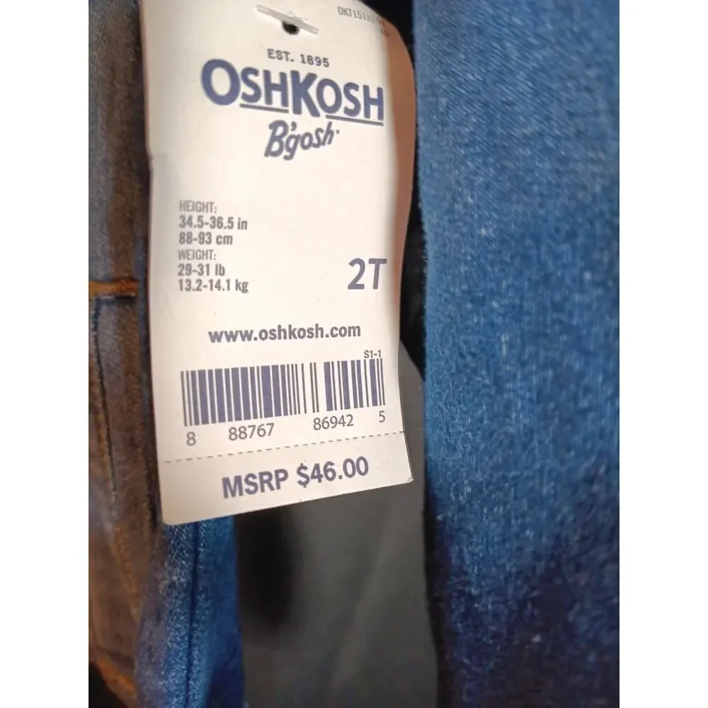 OshKosh B’gosh Girls Denim Jacket 2T Toddler Zip Up NWT Classic Jean Style